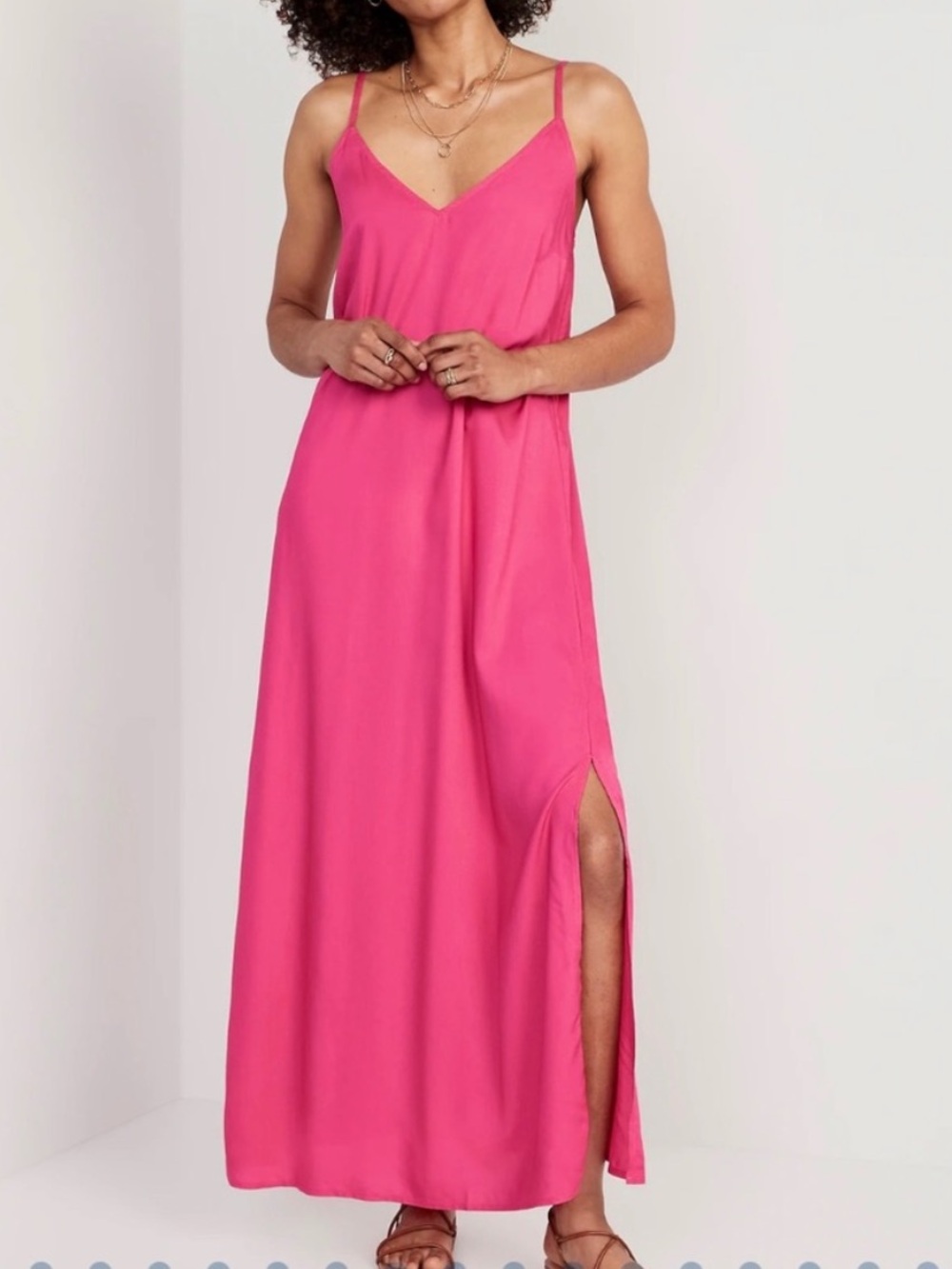 NWT Old Navy Pink Tie-Back Maxi Slip Dress Size M